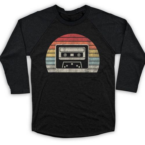 Retro Cassette Tape 80s 90s Nostalgia Baseball Raglan Shirt - Figerry