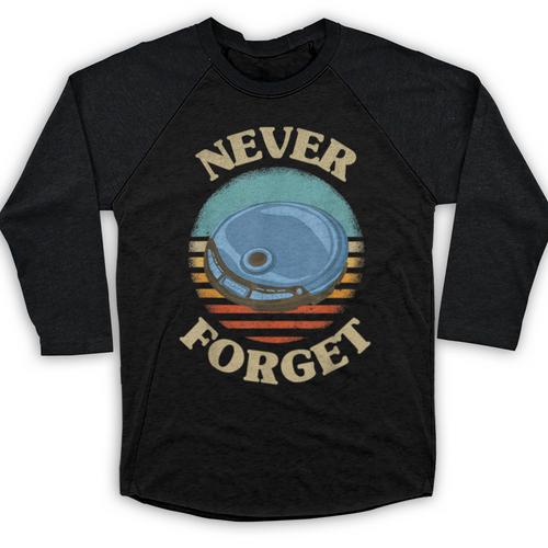 Retro CD Player Never Forget Nostalgia Vintage Baseball Raglan Shirt - Figerry