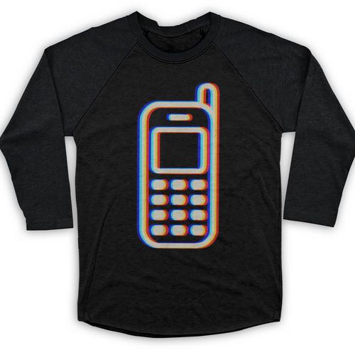 Retro Cell Vintage Mobile Phone 90s Nostalgia Vaporwave Fun Baseball Raglan Shirt - Figerry