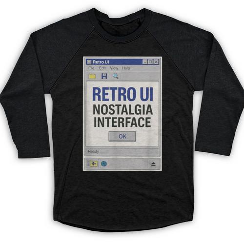 Retro Computer Dialog Box 90s Desktop Interface Nostalgia Baseball Raglan Shirt - Figerry