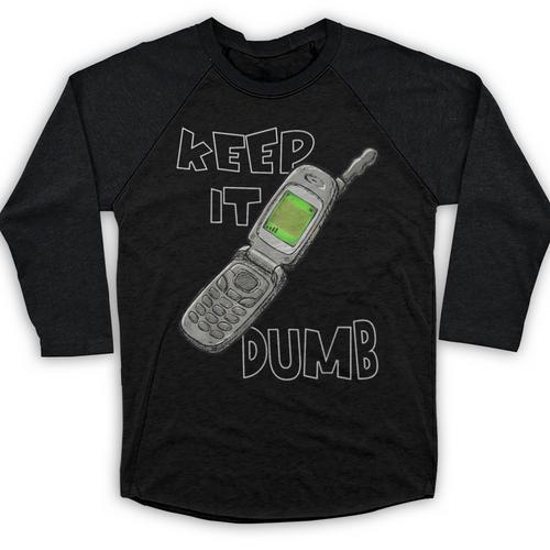Retro Dumb Flip Phone Vintage 90s Y2K Tech Nostalgia Baseball Raglan Shirt - Figerry