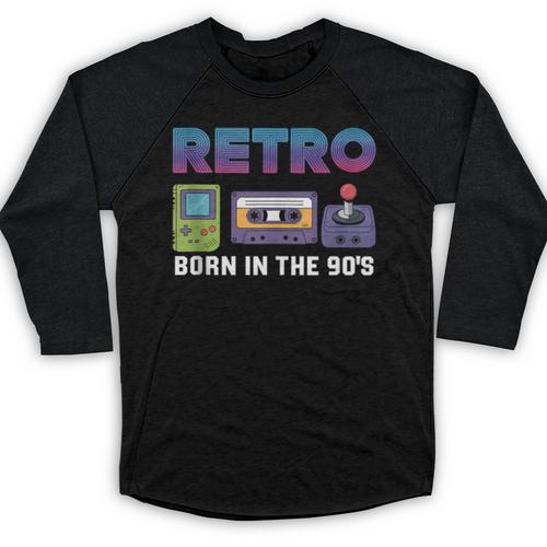 Retro Gaming Nostalgia Tee Perfect For 90s Lovers Baseball Raglan Shirt - Figerry