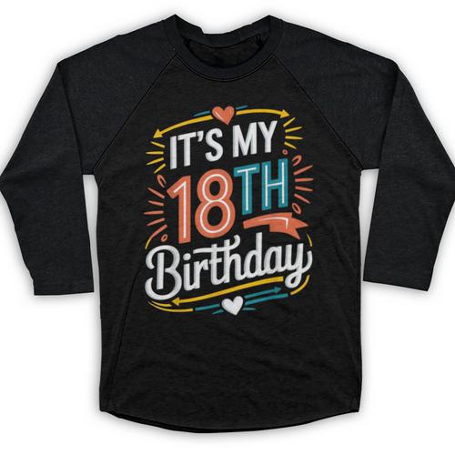 Retro It's My 18th Birthday Boho Nostalgia Women Kids Baseball Raglan Shirt - Figerry