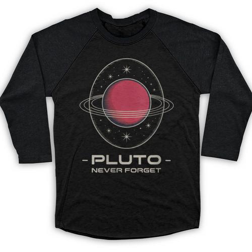 Retro Pluto Never Forget Classic Planet Pluto Nostalgia Baseball Raglan Shirt - Figerry
