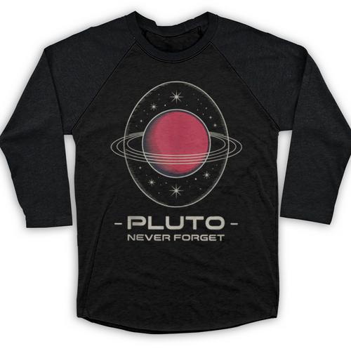 Retro Pluto Never Forget Classic Planet Pluto Nostalgia Baseball Raglan Shirt - Figerry