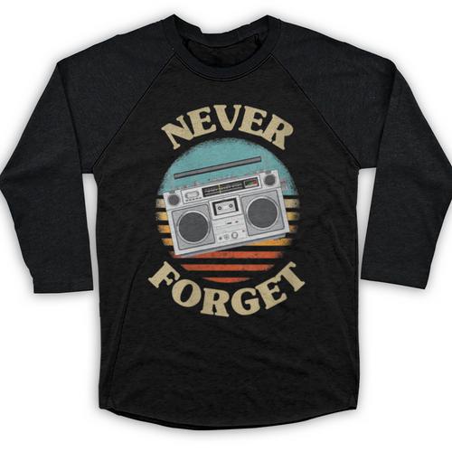 Retro Radio Never Forget Nostalgia Vintage Baseball Raglan Shirt - Figerry