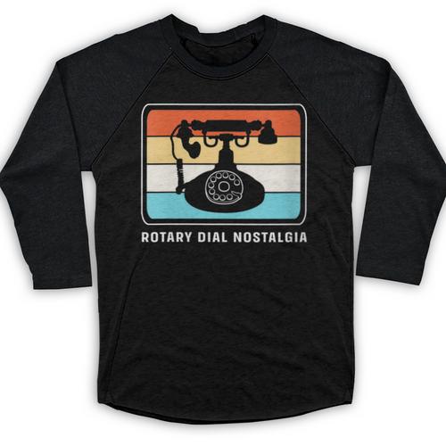 Retro Rotary Dial Nostalgia Dial Phone Baseball Raglan Shirt - Figerry