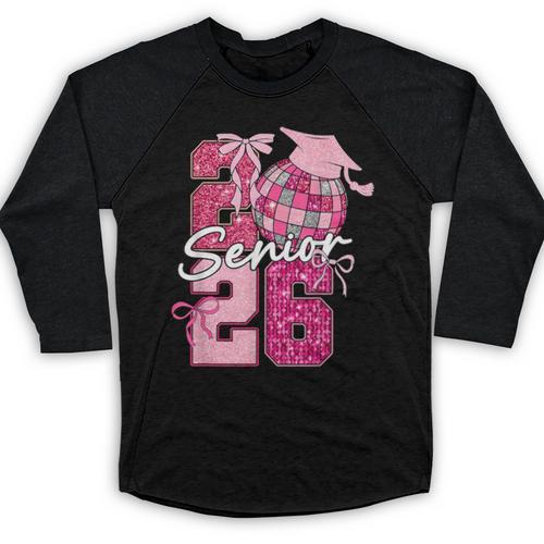 Retro Senior 2026 Coquette Bow Graduation Class Of 2026 Baseball Raglan Shirt - Best Gift Smart