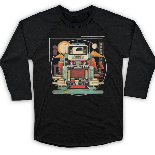 Retro Tech Stack 80s 90s Nostalgia Analog Devices Baseball Raglan Shirt - Figerry