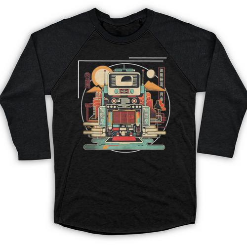 Retro Tech Stack 80s 90s Nostalgia Analog Devices Baseball Raglan Shirt - Figerry