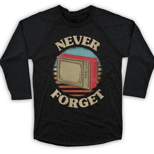 Retro TV Never Forget Nostalgia Vintage Baseball Raglan Shirt - Figerry