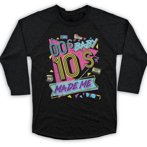 Retro Vintage 00's Baby 10's Made Me Nostalgia Classic Baseball Raglan Shirt - Figerry