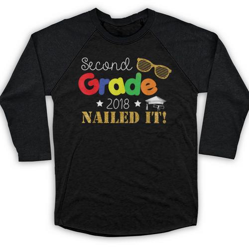 Second 2nd Grade 2018 Nailed It Graduation Shirt Baseball Raglan Shirt - Best Gift Smart