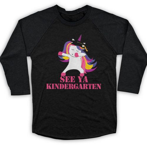 See Ya Kindergarten DABBING Unicorn Graduation Meme Baseball Raglan Shirt - Best Gift Smart