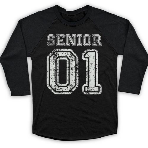 Senior 01 Class Of 2001 Retro College High School Graduation Baseball Raglan Shirt - Best Gift Smart
