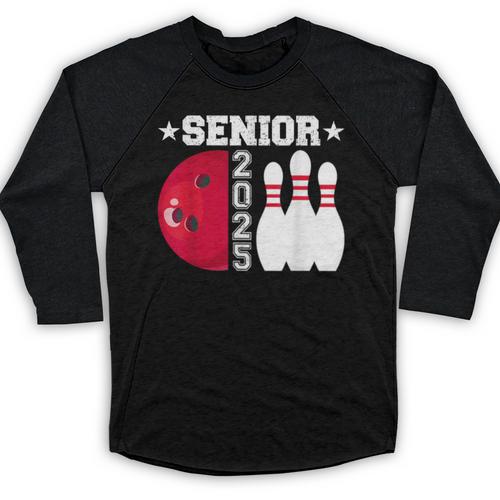 Senior 2025 Bowling Player Class Of 2025 Graduation Seniors Baseball Raglan Shirt - Best Gift Smart