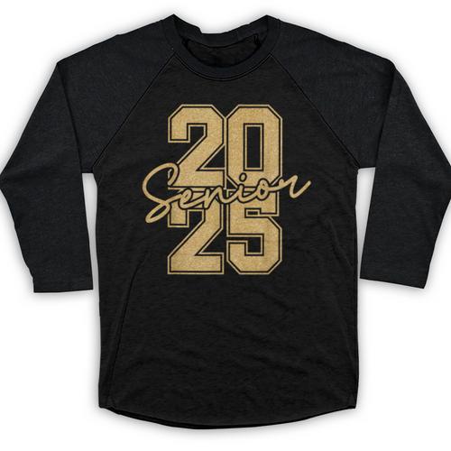 Senior 2025 Class Of 2025 Gold Senior Graduation Baseball Raglan Shirt - Best Gift Smart