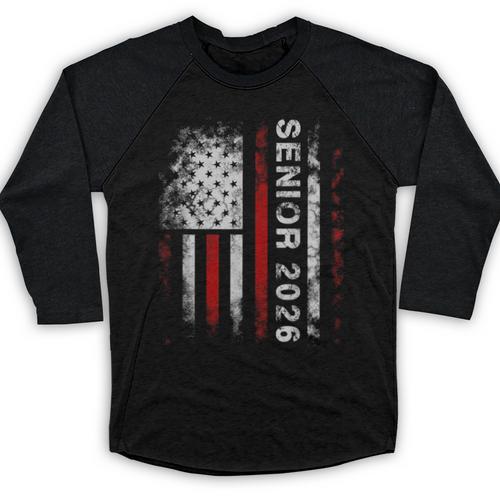 Senior 2026 American Flag Shirt USA Graduation Class Of 2026 Baseball Raglan Shirt - Best Gift Smart