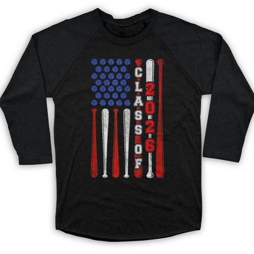 Senior 2026 Baseball American Flag Class Of 2026 Graduation Baseball Raglan Shirt - Best Gift Smart