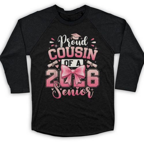 Senior 2026 Class Of 26 Coquette Pink Bow Graduation Cousin Baseball Raglan Shirt - Best Gift Smart