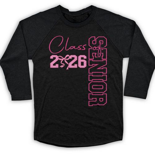 Senior 2026 Class Of 2026 Coquette Bow Graduation 2026 Baseball Raglan Shirt - Best Gift Smart