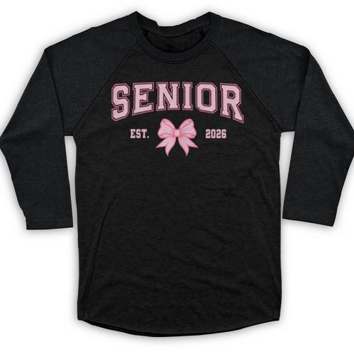 Senior 2026 Class Of 2026 Coquette Pink Bow Graduation 2026 Baseball Raglan Shirt - Best Gift Smart