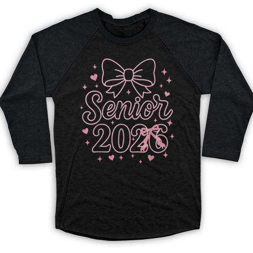 Senior 2026 Class Of 2026 Coquette Pink Bow Graduation Baseball Raglan Shirt - Best Gift Smart