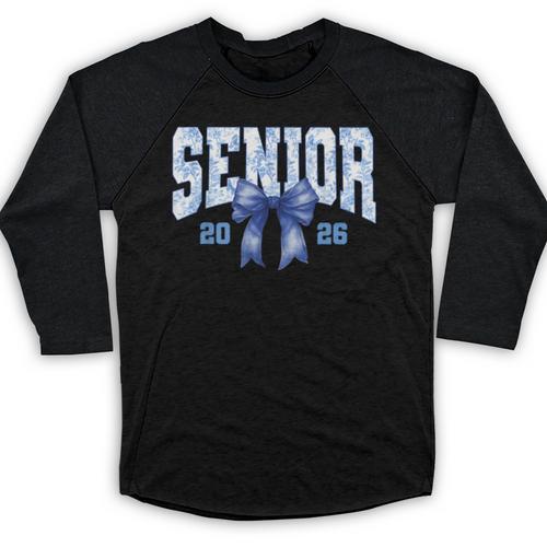 Senior 2026 Class Of 2026 Toile Coquette Bow Graduation 2026 Baseball Raglan Shirt - Best Gift Smart
