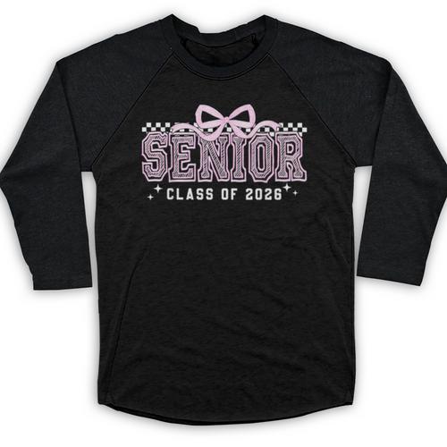 Senior 2026 Coquette Bow Class Of 2026 Graduation Graduate Baseball Raglan Shirt - Best Gift Smart