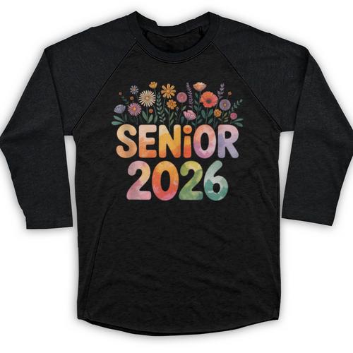 Senior 2026 Groovy Retro Grad Class Of 2026 Graduation Kids Baseball Raglan Shirt - Best Gift Smart