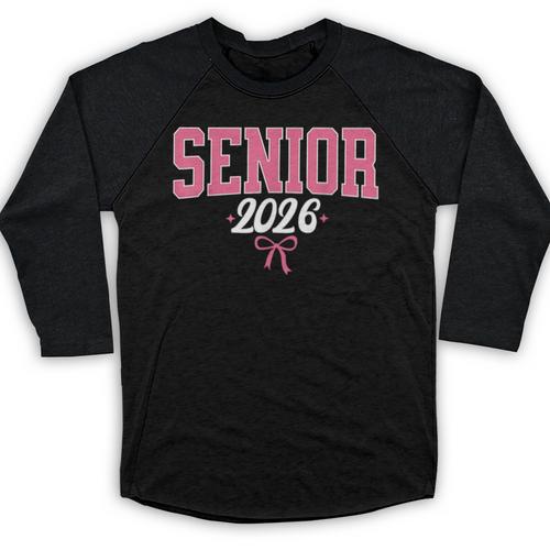 Senior 2026 Pink Coquette Bow Class Of 2026 Graduation Women Baseball Raglan Shirt - Best Gift Smart