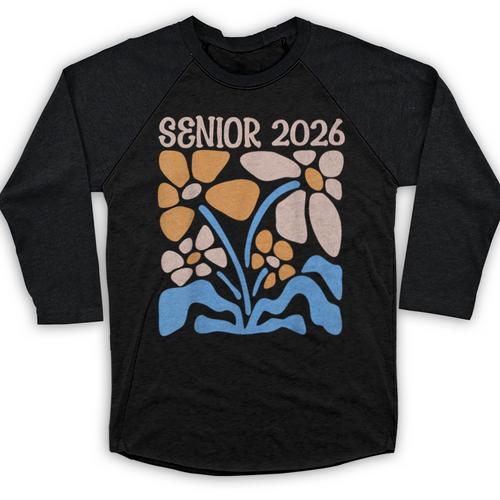Senior 2026 Retro Groovy Flowers Graduation Baseball Raglan Shirt - Best Gift Smart