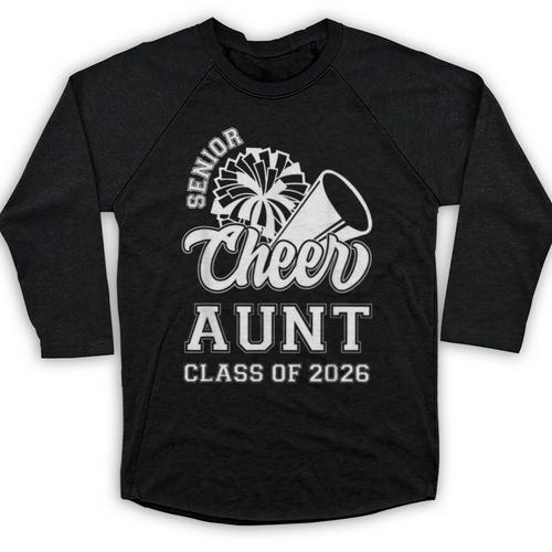 Senior Cheerleader Aunt Cheer Class Of 2026 Graduation Women Baseball Raglan Shirt - Best Gift Smart