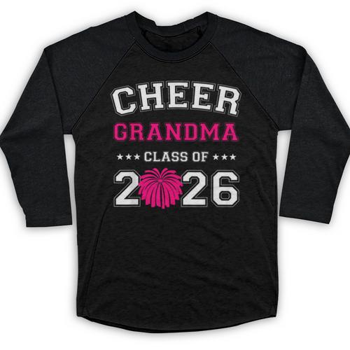 Senior Cheerleader Grandma Cheer Class Of 2026 Graduation Baseball Raglan Shirt - Best Gift Smart
