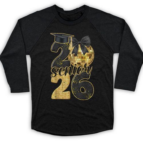 Senior Class Of 2026 Senior Girl Graduation Cap Coquette Bow Baseball Raglan Shirt - Best Gift Smart