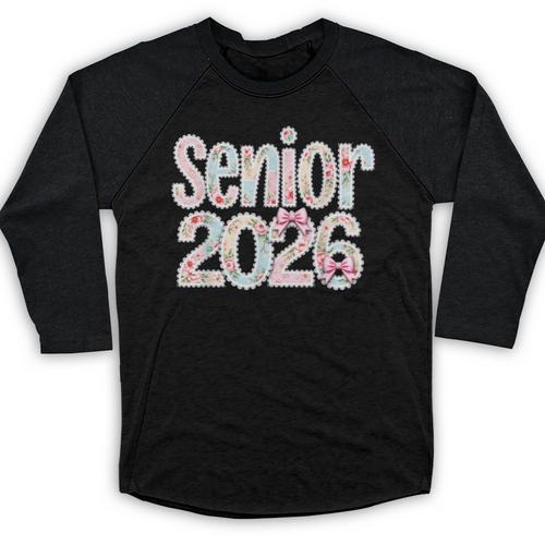 Senior Class Of 2026 Graduation 2026 Coquette Pink Bow Cute Baseball Raglan Shirt - Best Gift Smart