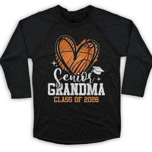 Senior Grandma Class Of 2026 Basketball Graduation Heart Baseball Raglan Shirt - Best Gift Smart