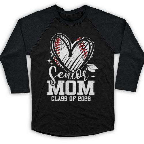 Senior Mom Class Of 2026 Baseball Graduation Heart Baseball Raglan Shirt - Best Gift Smart