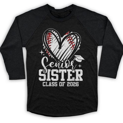 Senior Sister Class Of 2026 Baseball Graduation Heart Baseball Raglan Shirt - Best Gift Smart