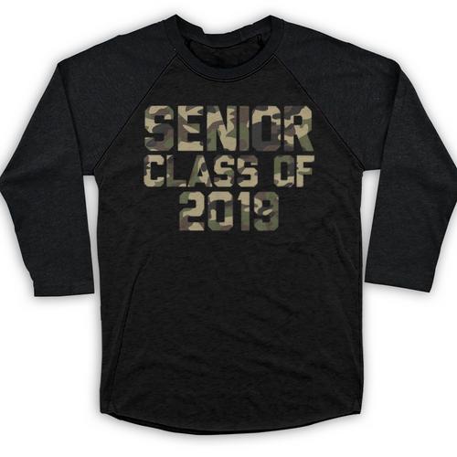 Seniors 2019 Class TShirt Camo Print T-Shirt Graduation Gift Baseball Raglan Shirt - Best Gift Smart