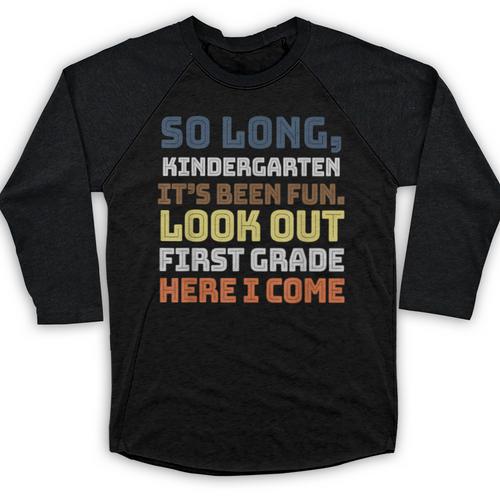 So Long Kindergarten Preschool Graduation First Grade Baseball Raglan Shirt - Best Gift Smart
