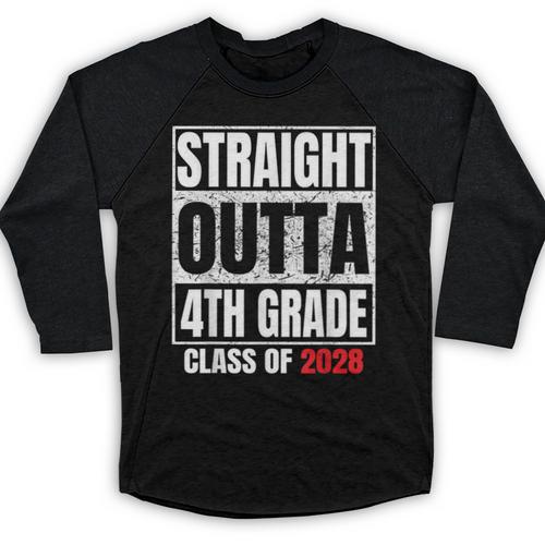 Straight Outta 4th Grade Graduation Class 2028 Fourth Grade Baseball Raglan Shirt - Best Gift Smart
