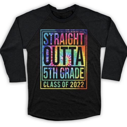 Straight Outta 5th Grade Class Of 2022 School Graduation Baseball Raglan Shirt - Best Gift Smart