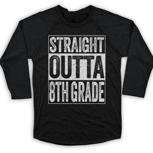 Straight Outta 8th Grade Shirt Eighth Grade Graduation Baseball Raglan Shirt - Best Gift Smart