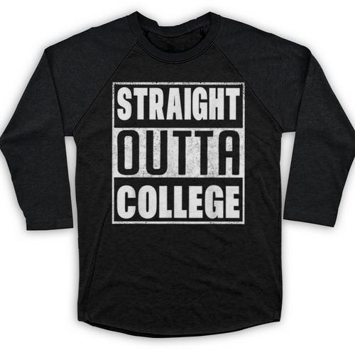 Straight Outta College Graduate Graduation 2025 Grad Men Baseball Raglan Shirt - Best Gift Smart