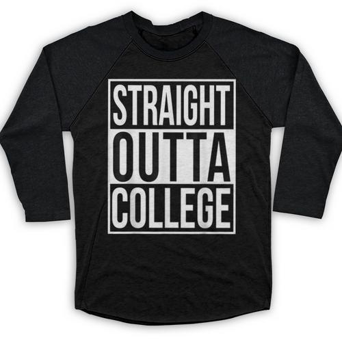 Straight Outta College Movie Parody Graduation Baseball Raglan Shirt - Best Gift Smart