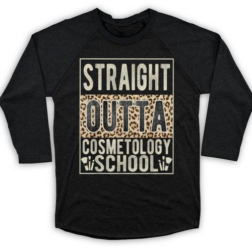 Straight Outta Cosmetology School Leopard Graduation Baseball Raglan Shirt - Best Gift Smart