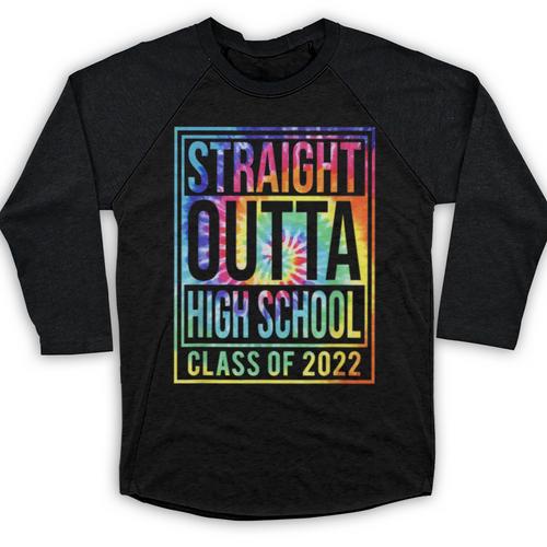 Straight Outta High School Class Of 2022 Graduation Baseball Raglan Shirt - Best Gift Smart