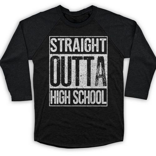 Straight Outta High School Shirt Graduation Idea Baseball Raglan Shirt - Best Gift Smart