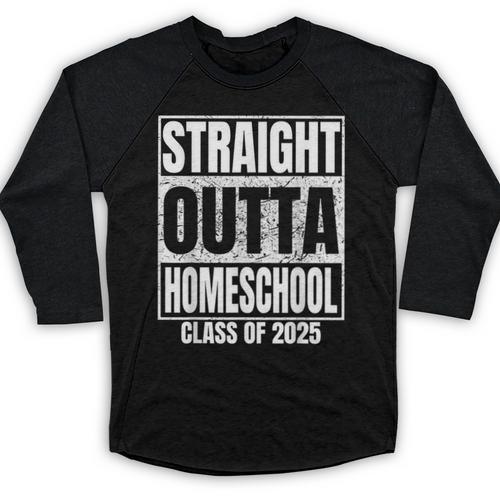 Straight Outta Homeschool Class 2025 Boys Kids Graduation Baseball Raglan Shirt - Best Gift Smart